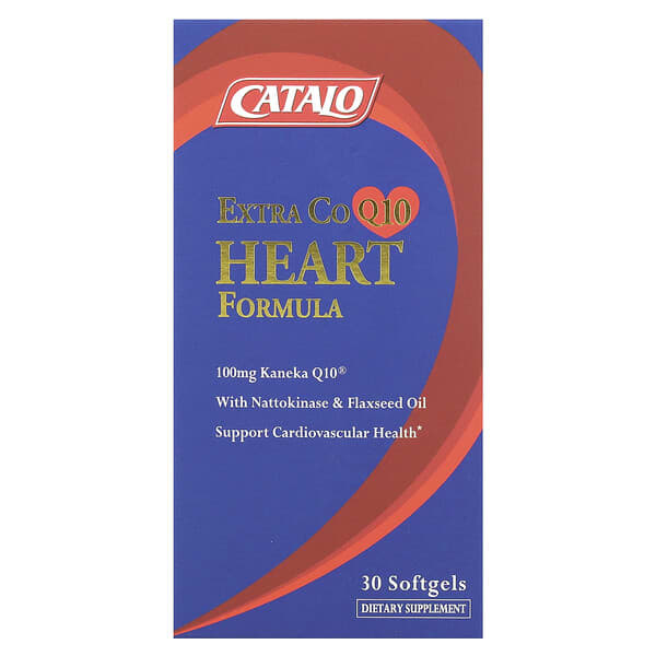 CATALO, 高級輔酶 Q10 心臟配方，含有納豆激酶和亞麻籽油，30 粒軟膠囊