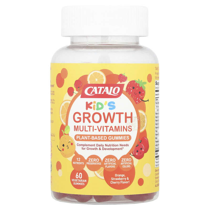 Kids Growth Multi-Vitamins, Plant Based Gummies, Age 2+, Orange