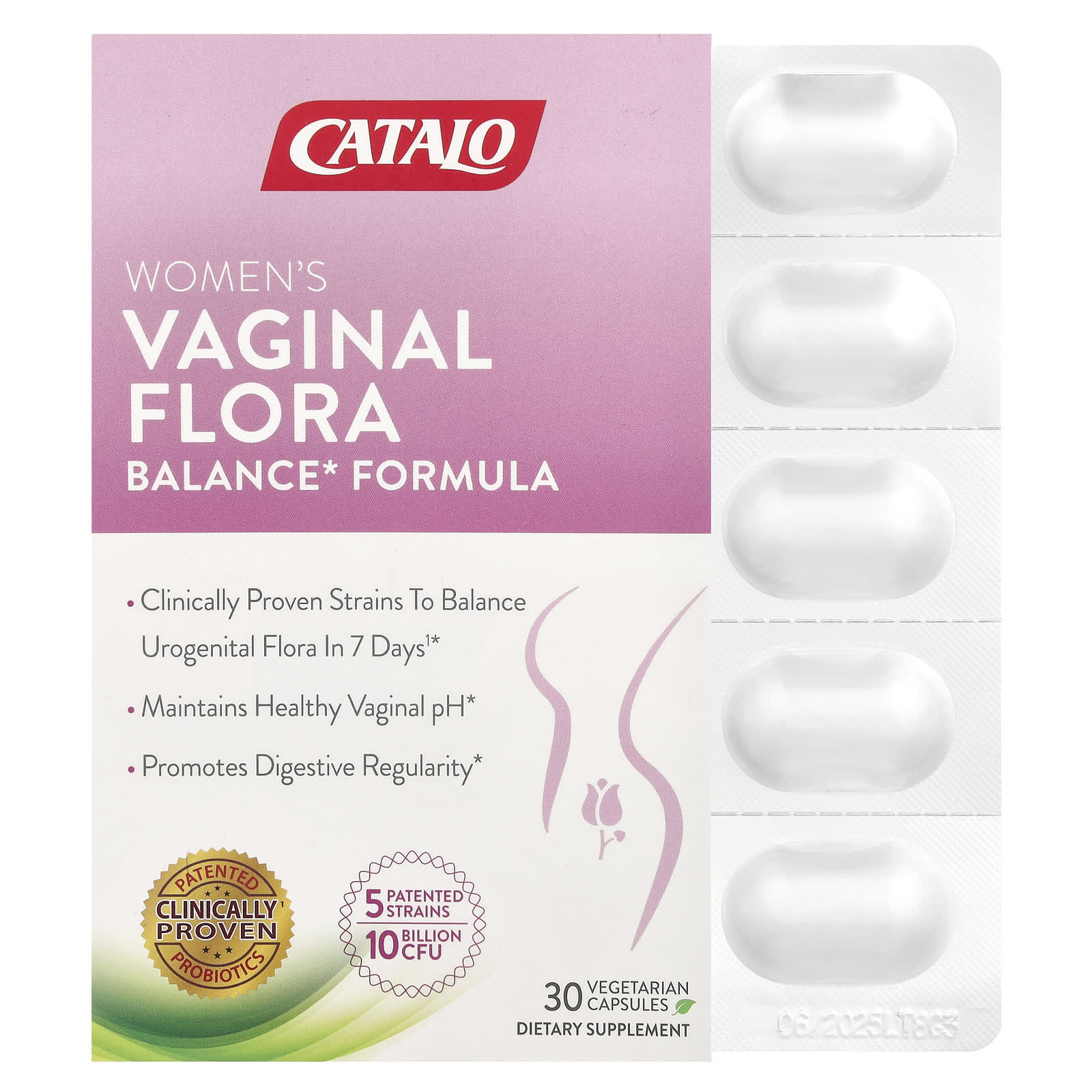 CATALO, Women's Vaginal Flora Balance Formula, 30 Vegetarian Capsules