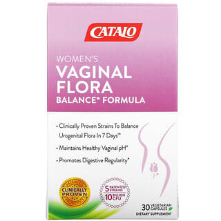 Catalo Naturals, Formule équilibrée pour la flore vaginale pour femmes, 30 capsules végétariennes