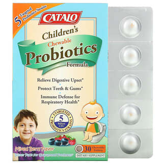 Catalo Naturals, Children's Chewable Probiotics Formula, Mixed Berry, 5 Billion CFU, 30 Chewable Tablets