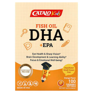 كاتالو‏, زيت السمك للأطفال DHA + EPA، برتقال، 100 كبسولة هلامية قابلة للمضغ
