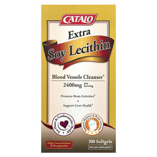 CATALO, Lecitina de soya extra, 2400 mg, 300 cápsulas blandas (1200 mg por cápsula blanda)