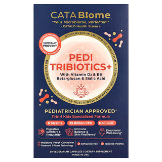 CATALO, CATABiome, Pedi Tribiotics+ With Vitamin D3 & B6, Beta-Glucan & Sialic Acid, 30 Vegetarian Capsules