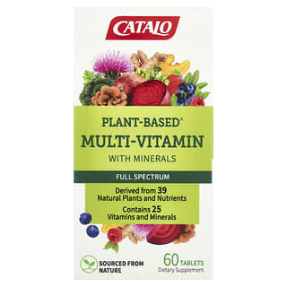 CATALO, Multivitamines d'origine végétale avec minéraux, 60 comprimés