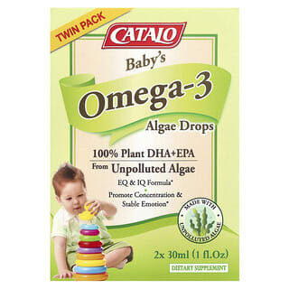 كاتالو‏, Baby's Omega-3 Algae Drops, 2 Bottles, 1 fl oz (30 ml) Each