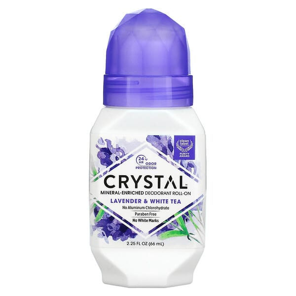 Crystal, Mineral-Enriched Deodorant Roll-On, Lavender & White Tea, 2.25 fl oz (66 ml)