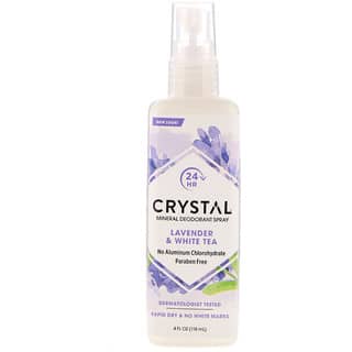 Crystal Body Deodorant, Rocío desodorante mineral, lavanda y té blanco, 4 onzas líquidas (118 ml)