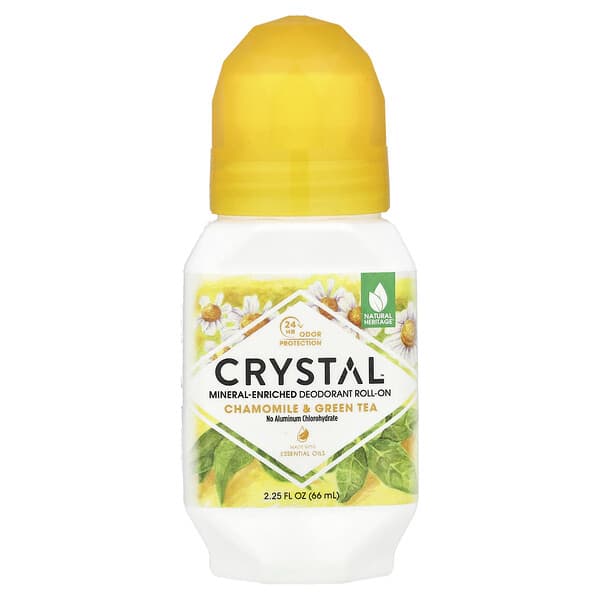 CRYSTAL, натуральний кульковий дезодорант, ромашка та зелений чай, 66 мл(2,25 унції)