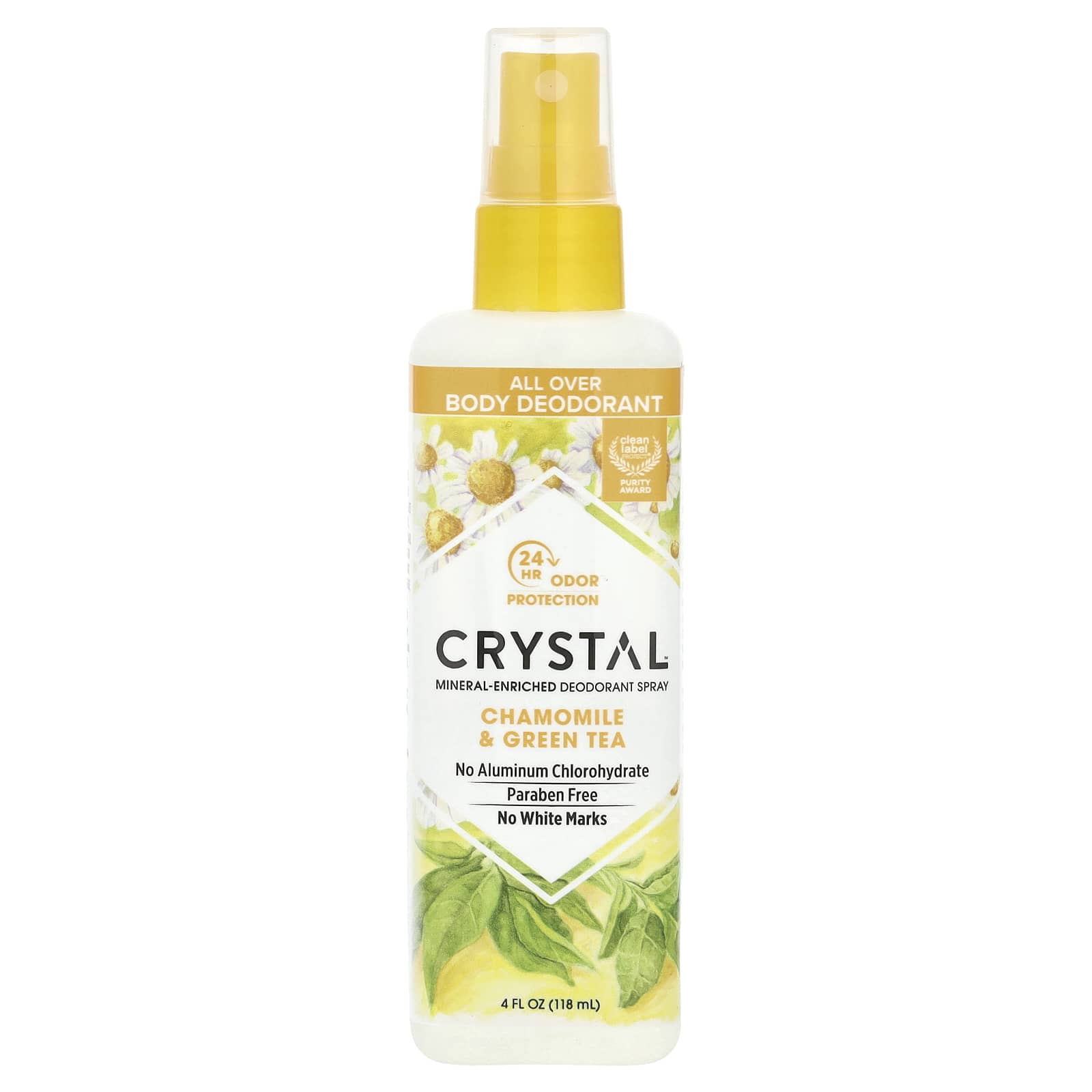 CRYSTAL, MineralEnriched Body Deodorant Spray, Chamomile & Green Tea