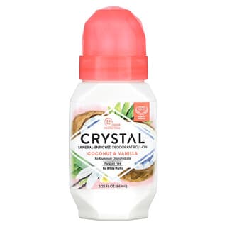 Crystal Body Deodorant, Mineral-Enriched Deodorant Roll-On, Coconut & Vanilla, 2.25 fl oz (66 ml)