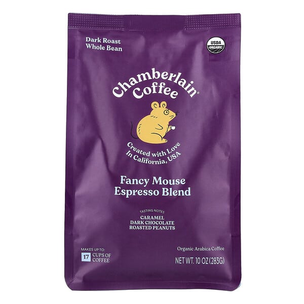 Chamberlain Coffee, 팬시 마우스 에스프레소 블렌드, 원두, 다크 로스트, 383g(10oz)
