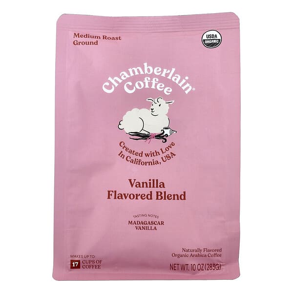 Chamberlain Coffee, 유기농 아라비카 커피, 분쇄 커피, 미디엄 로스트, 바닐라, 283g(10oz)