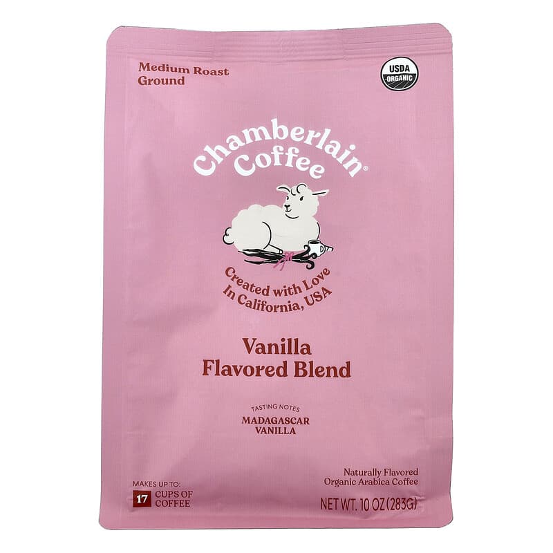 Organic Arabica Coffee, Ground, Medium Roast, Vanilla, 10 oz (283 g)