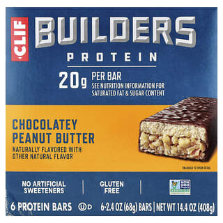 Clif Bar, Builders® Protein Bar, Chocolatey Peanut Butter, 6 Bars, 2.4 oz (68 g) Each