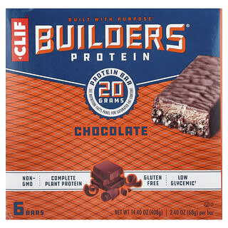 Clif Bar, Builders®, Protein Bar, Chocolate, 6 Bars, 2.40 oz (68 g) Each