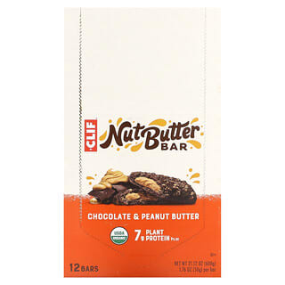 Clif Bar, Organic Nut Butter Bar, Chocolate & Peanut Butter, 12 Bars, 1.76 oz (50 g) Each