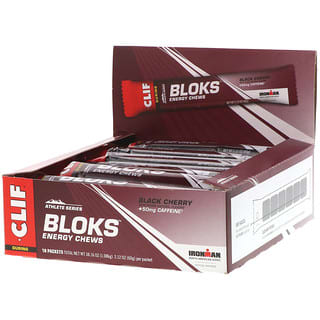 Clif Bar, Bloks Energy Chews, saveur cerise noire + 50mg de caféine, 18 sachets, 60g chacun