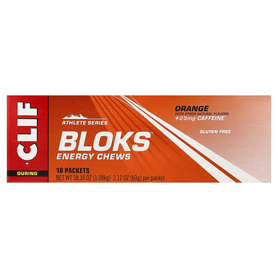 Clif Bar, Bloks® Energy Chews, Orange, 18 Packets, 2.12 oz (60 g) Each