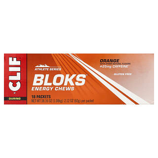 Clif Bar, Bloks® Energy жевательные таблетки, со вкусом апельсина, 18 пакетиков по 60 г (2,12 унции)