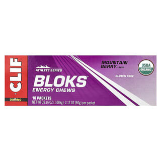 Clif Bar, Bloks Energy Chews, Mountain Berry Flavor , 18 Packets, 2.12 oz (60 g) Each