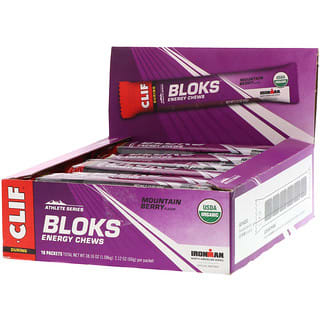 Clif Bar, Bloks, энергетические жевательные блоки, вкус «Горная ягода», 18 пакетиков, 60 г (2,12 унции) каждый