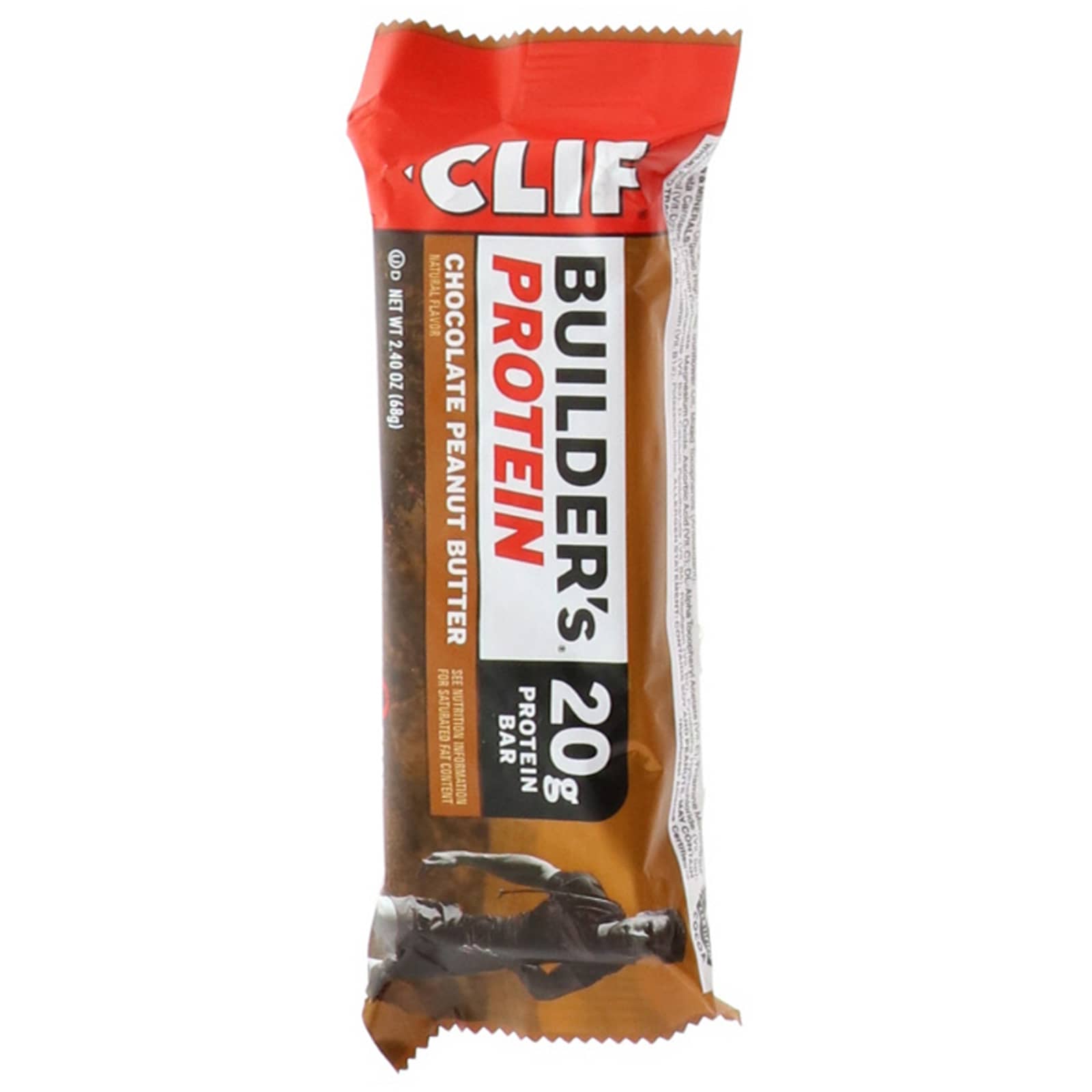 Clif Bar, Builder's Protein Bar, Chocolate Peanut Butter, 12 Bars, 2.4 oz (68 g) Each
