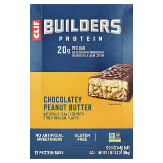 Clif Bar, Builders® Protein Bar, Chocolatey Peanut Butter, 12 Bars, 2.4 oz (68 g) Each