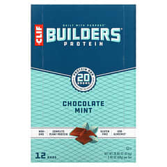 Clif Bar, Протеїновий батончик Builder's, шоколадно-м'ятний, 12 батончиків, 2,40 унції (68 г) кожен