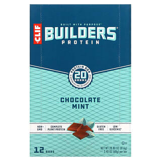 Clif Bar‏, חטיף החלבון של Builder's, שוקולד מנטה, 12 יחידות, 68 גרם ליחידה