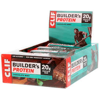 Clif Bar, Barre protéinée Builder's, Chocolat et menthe, 12 barres, 68 g chacune
