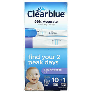 Clearblue, Kit Fácil de Ovulação, 10 Testes de Ovulação + 1 Teste de Gravidez