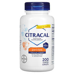 Citracal, 바이엘, 칼슘 시트르산염 포뮬러 + D3, 작은 알약, 200 코팅 태블릿