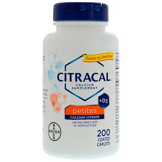 Citracal, Calcium Supplement +D3, Petites, 200 Coated Caplets