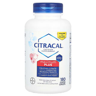 Citracal, Maximum Plus +D3, Ergänzungsmittel mit Calcium + Vitamin D3, 180 beschichtete Kapseln