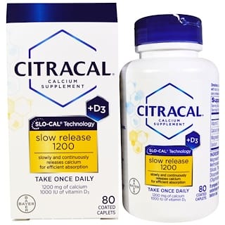 Citracal, مكمل الكالسيوم الغذائي، إنتشار بطيء1200 + D3، 80 كبسولة مغلفة