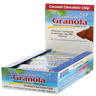 Coconut Secret, Crunchy Grain-Free Granola Bar, Coconut Chocolate Chip, 12 Bars, 1.2 oz (34 g) Each