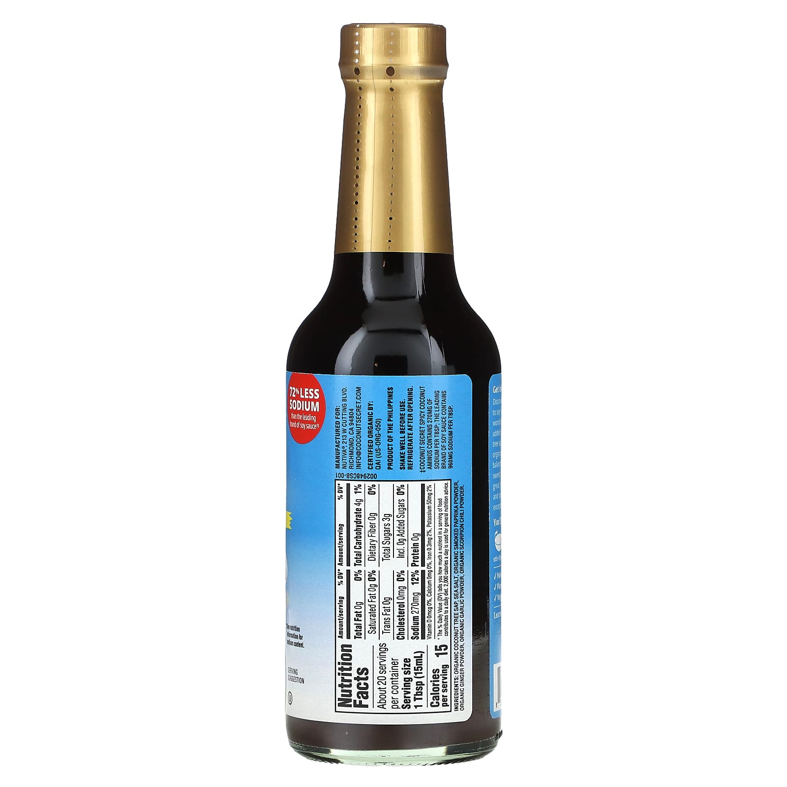 Coconut Secret, Organic Spicy Coconut Aminos Seasoning Sauce, Medium