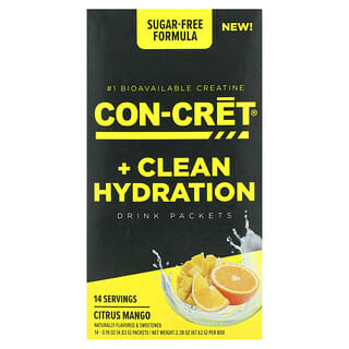 Con-Cret, Clean Hydratation Sachets de boisson, Sans sucre, Agrumes et mangue, 14 sachets, 4,83 g chacun
