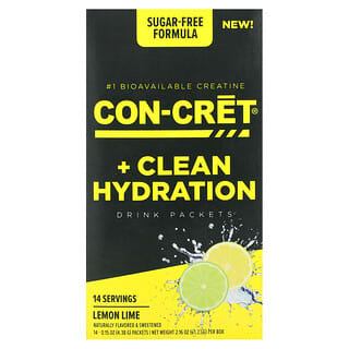 Con-Cret, Clean Hydration Drink Packets, Sugar-Free, Lemon Lime, 14 Packets, 0.15 oz (4.38 g) Each