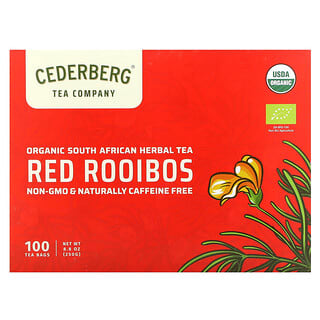 Cederberg Tea Co, органический южноафриканский травяной чай, красный ройбуш, 100 чайных пакетиков, 250 г (8,8 унции)