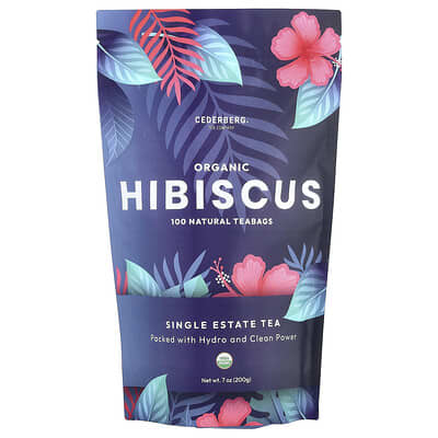Cederberg Tea Co, Organic Hibiscus, Caffeine-Free, 100 Natural Tea Bags, 7 oz (200 g)