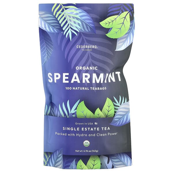 Organic Spearmint, Caffeine Free, 100 Natural Tea Bags, 4.94 oz (140 g)