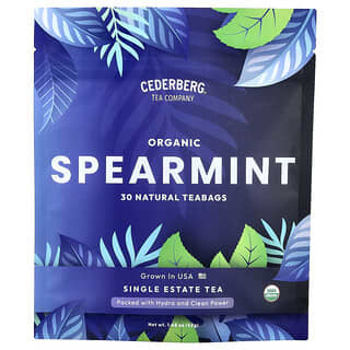 Cederberg Tea Co, Single Estate Tea, Organic Spearmint, Caffeine Free, 30 Natural Teabags, 1.48 oz (42 g)
