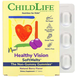 ChildLife, SoftMelts para Visão Saudável, Sabor Natural de Frutos Silvestres, 27 Comprimidos