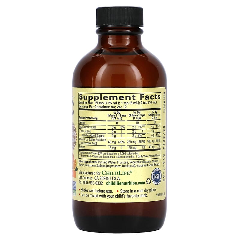 Essentials, Liquid Vitamin C, Natural Orange, 4 fl oz (118.5 ml)