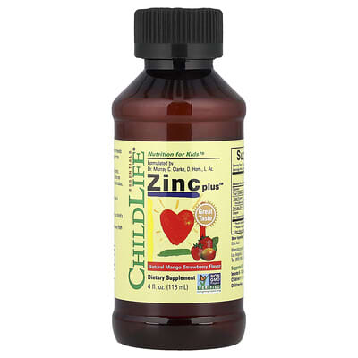 ChildLife Essentials, Essentials, Zinc+ Supplement, Natural Mango Strawberry Flavor, 4 fl oz (118 ml)