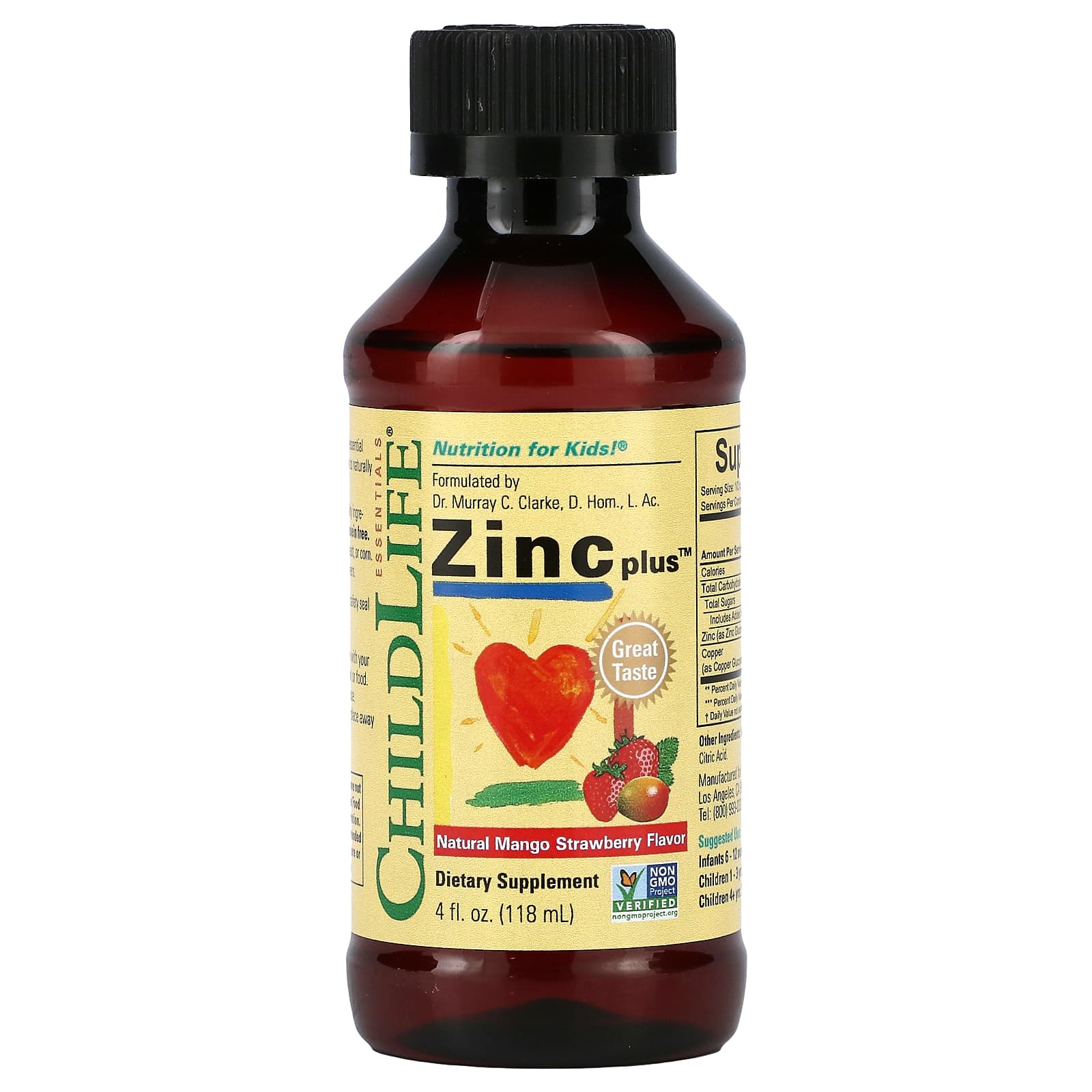 Заказать ChildLife, Essentials, Zinc Plus, цинк, натуральный вкус манго и клубники, 118 мл