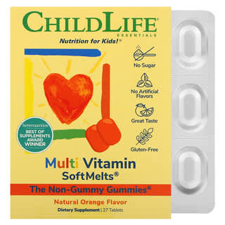 ChildLife, マルチビタミンSoftMelts（ソフトメルト）、天然オレンジ味、27粒