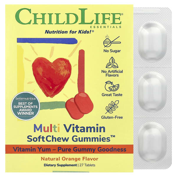 ChildLife Essentials, 多維生素軟糖，天然橙味，27 片